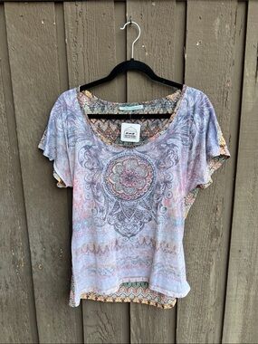 Maurice’s Boho Lavender Mandala Scoop Neck Women's Top